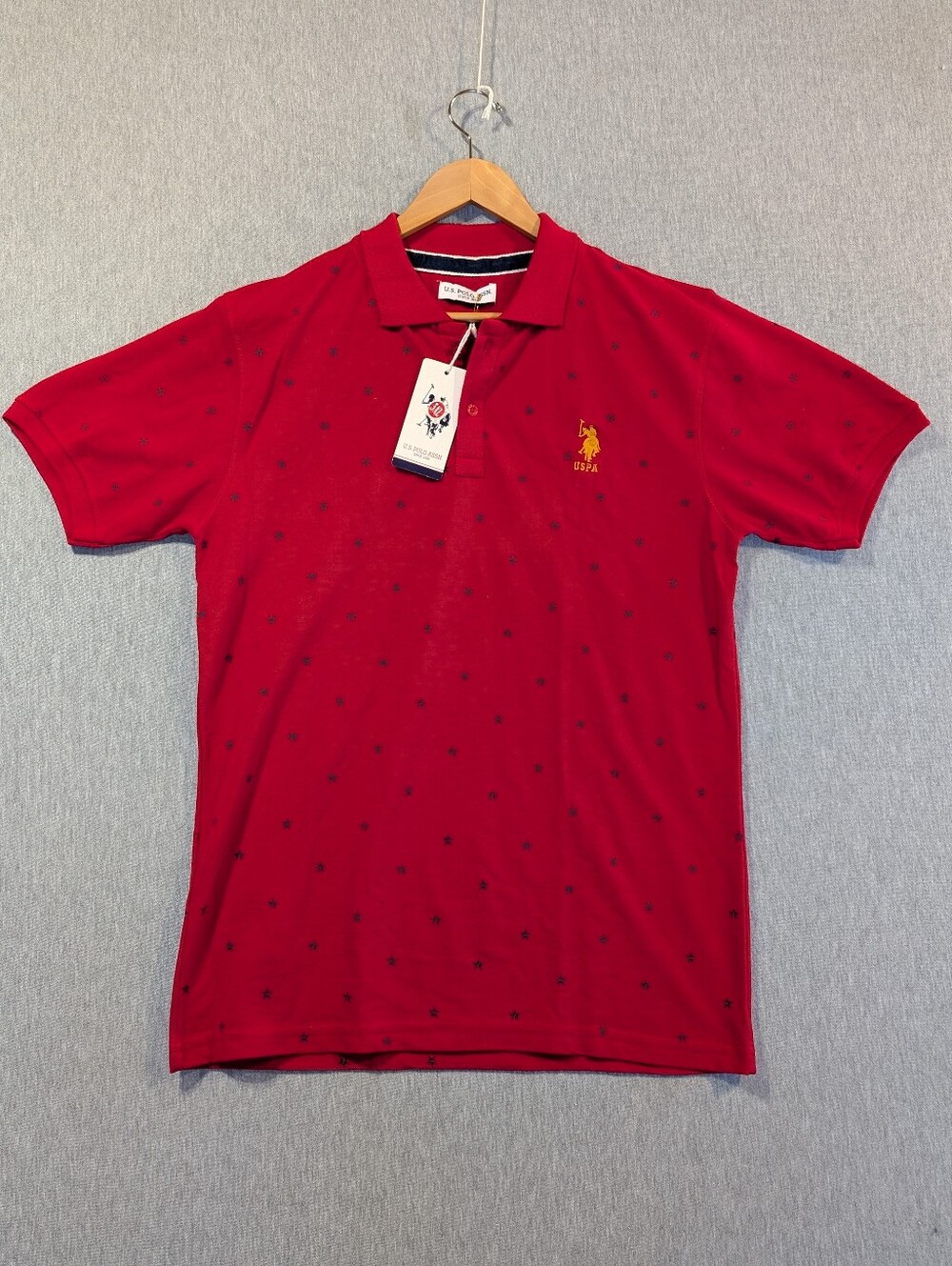 U.S. Polo Assn. Stars All Over Print Polo Shirt Boys 3XL Red Blue